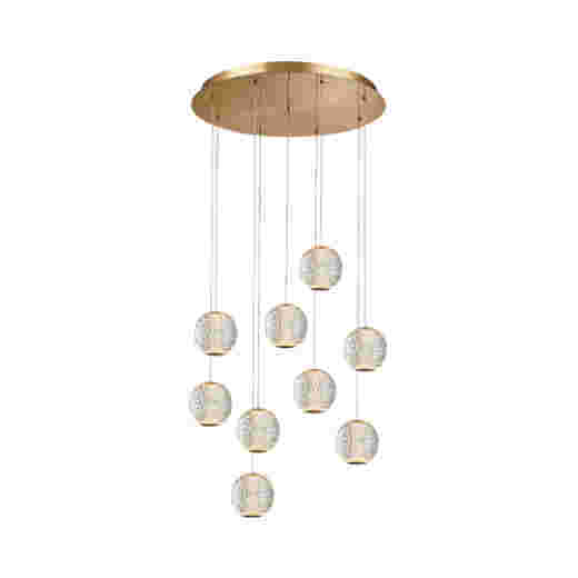 GALA 32W 3000K BRASS 9 LIGHT LED PENDANT