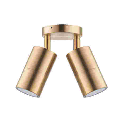 GAVEL IP65 POLISHED BRASS TWIN EXTERIOR LIGHT