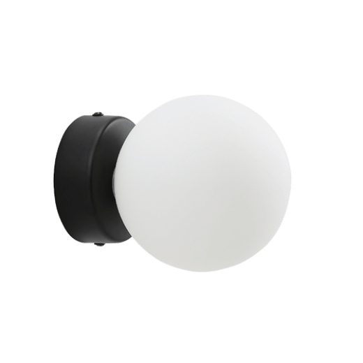 PALLA.2 IP44 BLACK/OPAL GLASS WALL LIGHT