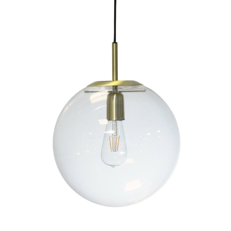 NEWTON.30 CLEAR BRUSHED BRASS PENDANT - Lightingplus