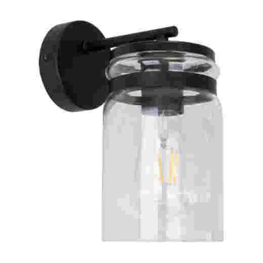 AGAR BLACK/CLEAR GLASS WALL LIGHT