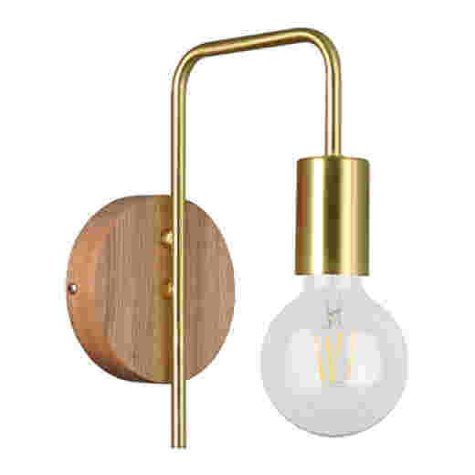 LANE TIMBER/BRUSHED BRASS WALL LIGHT