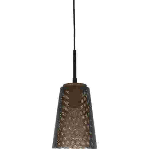 PERFO AGED BRASS/BLACK 15CM PENDANT