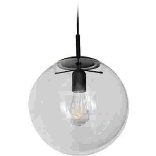 NEWTON BLACK/CLEAR GLASS 25CM PENDANT