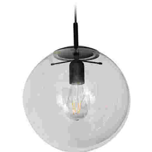 NEWTON BLACK/CLEAR GLASS 30CM PENDANT