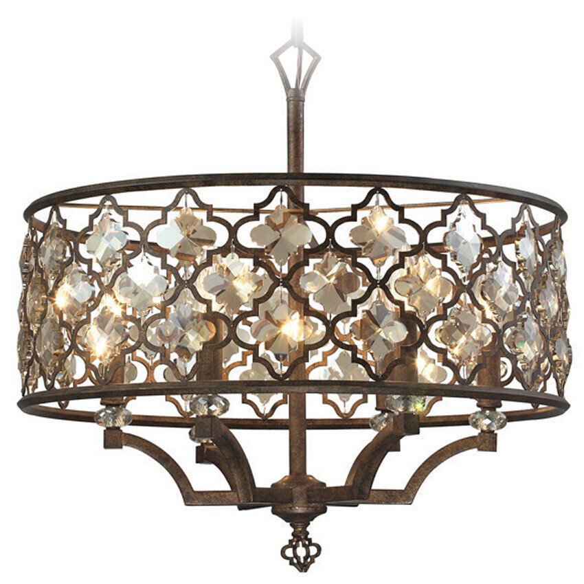 ORLEANS.60 W/BRONZE-CRYSTAL 6LT PEND. - Lightingplus